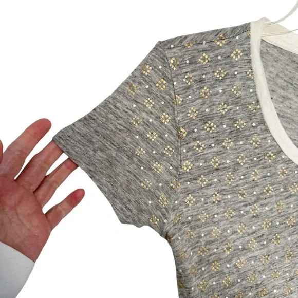 J. CREW GRAY GOLD SPECKLED 100% LINEN TEE SHRT SZ S - Picture 5 of 9